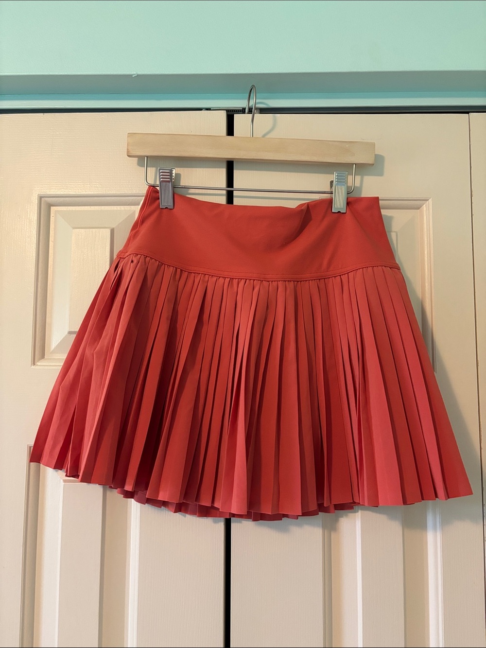 aerie Coral Pleated Skater Skirt